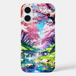 Funda iPhone 16 Esquina de río en primavera - Paisaje animado