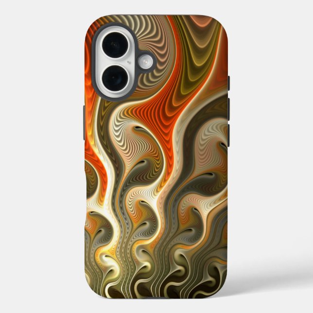 Funda iPhone 16 Establecer las llamas de los Naranjas abstractos d (Reverso )