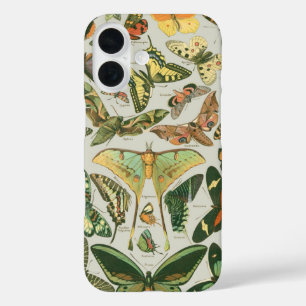 Funda iPhone 16 Estampa de patrón de mariposa polilla vintage