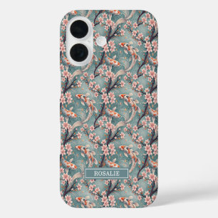 Funda iPhone 16 Estampa Monogramada de Koi Japonés Sakura