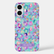Estampado de leopardo iridiscente acuático monogra