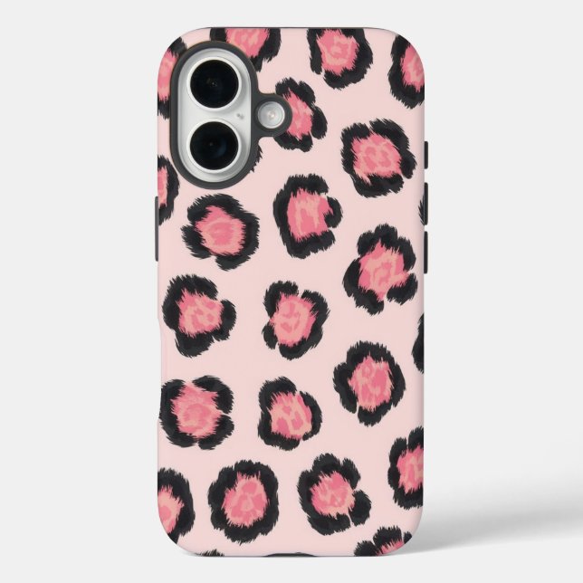 Funda iPhone 16 Estampado de leopardo rosa chic  (Reverso )