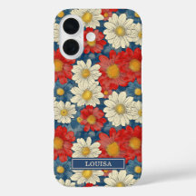 Estampado floral rojo japonés monogramado
