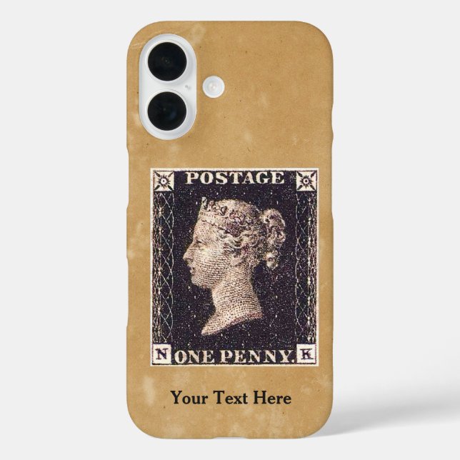Funda iPhone 16 Estampilla Penny Black Postage (Reverso )