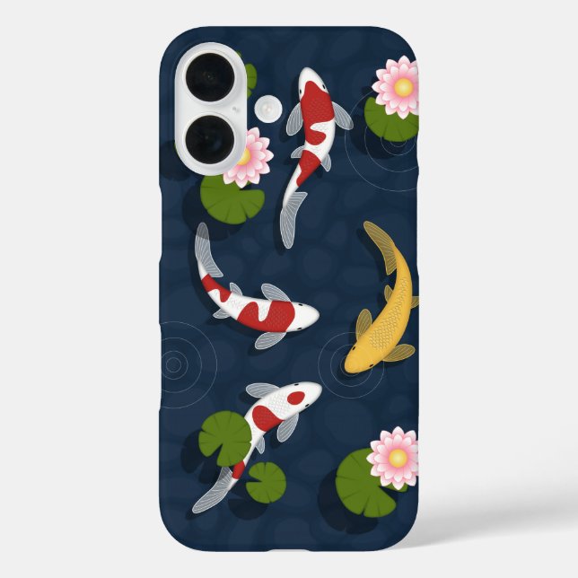 Funda iPhone 16 Estanque de carpas japonesas koi (Reverso )