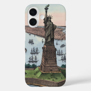 Funda iPhone 16 Estatua de la Libertad de 1885 en el puerto de NYC