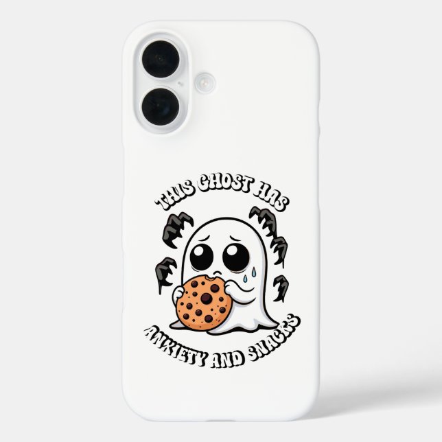 Funda iPhone 16 Este fantasma tiene ansiedad y aperitivos (Reverso )
