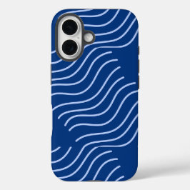 Funda iPhone 16 Estética Azul Estético Minimalista Wavy Pattern