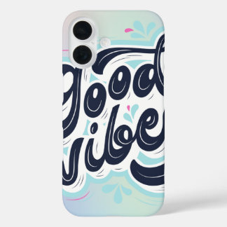 Funda iPhone 16 Estética de Buenas Vibraciones Tipografía Manuscri