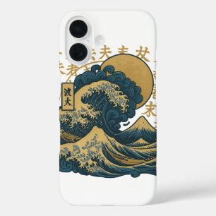 Funda iPhone 16 Estética japonesa olas oceánicas cobertura de ipho