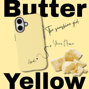Funda iPhone 16 Estética minimalista de la mantequilla amarilla