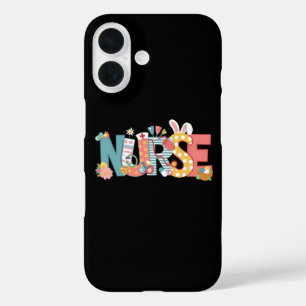 Funda iPhone 16 Estetoscopio de Enfermera de Pascua Conejo Huevos