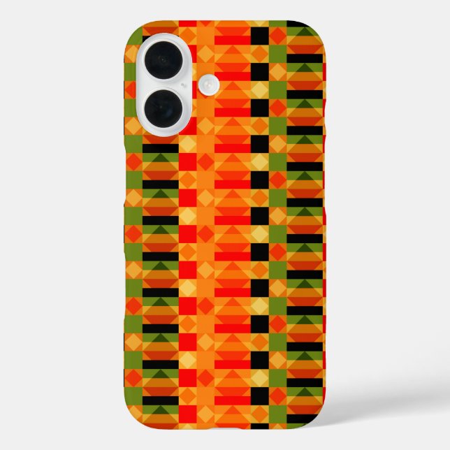 Funda iPhone 16 Estilo de tela textil kente africana (Reverso )