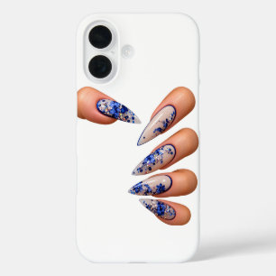 Funda iPhone 16 Estilo de uñas azul