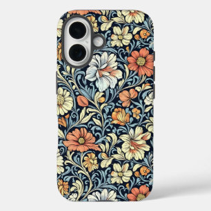 Funda iPhone 16 estilo floral de William Morris con patrón de acan