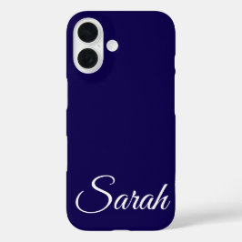 Funda iPhone 16 Estilo moderno clásico nombre personalizado azul o