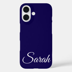 Funda iPhone 16 Estilo moderno clásico nombre personalizado azul o