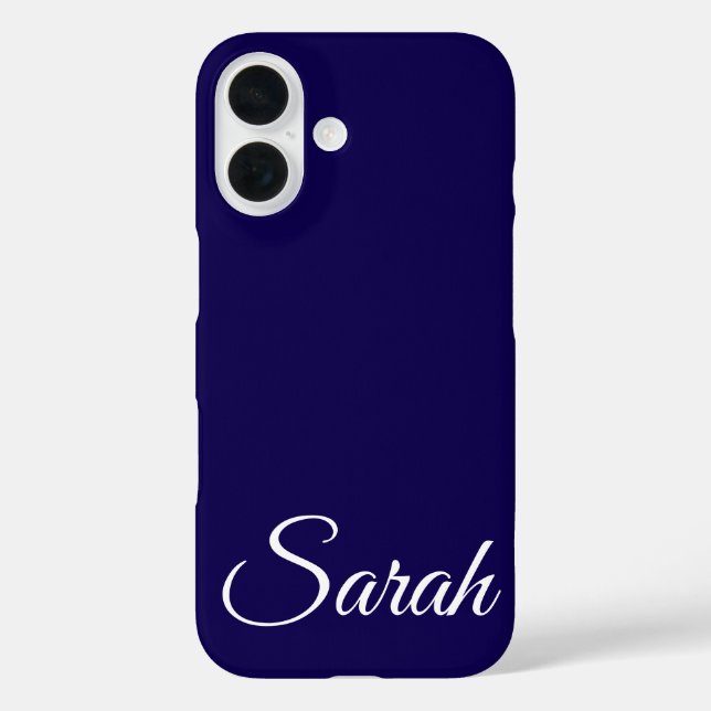 Funda iPhone 16 Estilo moderno clásico nombre personalizado azul o (Reverso )