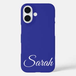 Funda iPhone 16 Estilo moderno clásico nombre personalizado azul o