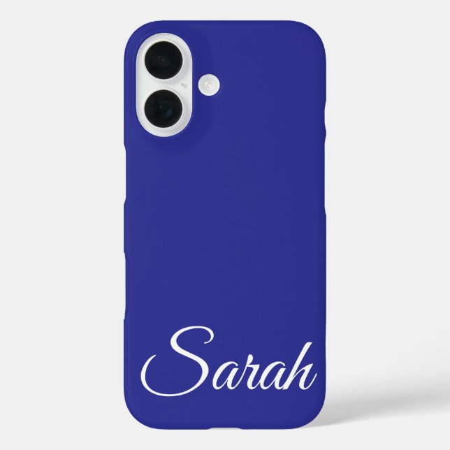 Funda iPhone 16 Estilo moderno clásico nombre personalizado azul o (Reverso )