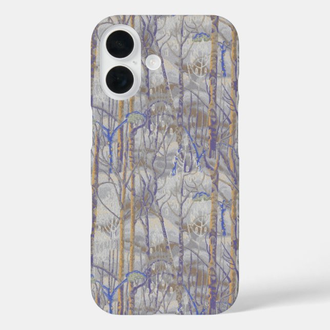 Funda iPhone 16 Estilo Moderno de Mitad de Siglo Patrón de Bosque  (Reverso )