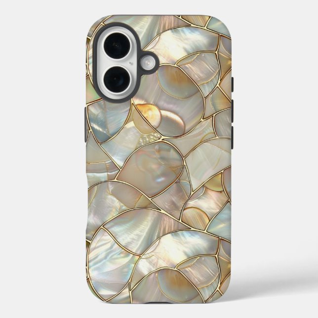 Funda iPhone 16 Estilo mosaico dorado madre de protección de la Pe (Reverso )