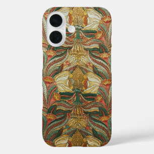 Funda iPhone 16 Estilo William Morris Rosa Verde Botánico