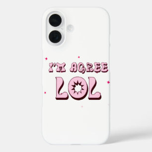 Funda iPhone 16 ESTOY DE ACUERDO LOL Gracioso Meme Retro