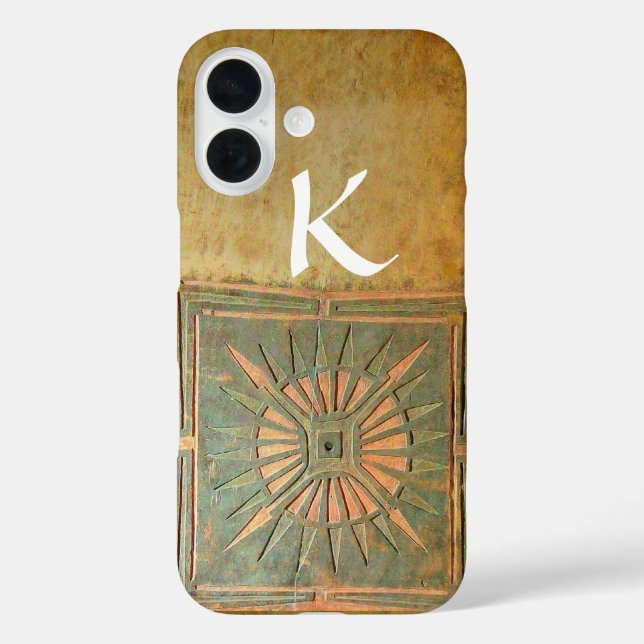 Funda iPhone 16 ESTRELLA DE LA MAÑANA, amarillo, marrón, monograma (Reverso )