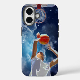 Funda iPhone 16 Estrella futurista de baloncesto