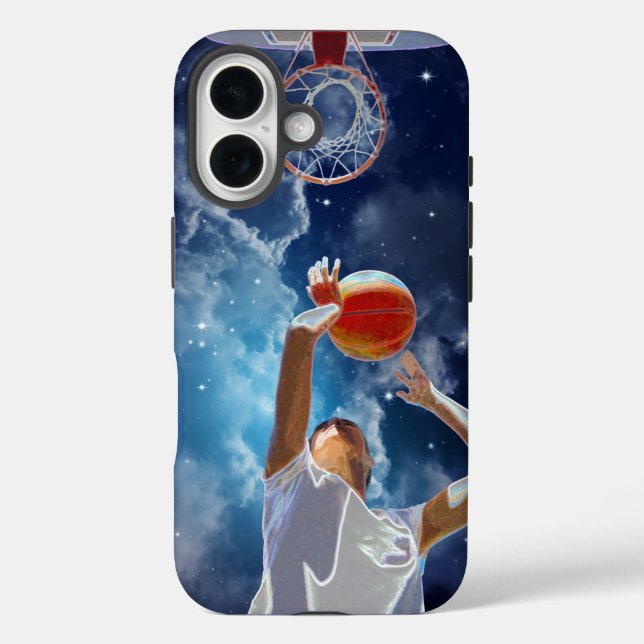 Funda iPhone 16 Estrella futurista de baloncesto (Reverso )