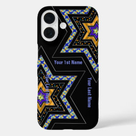 Funda iPhone 16 Estrella moderna de David sobre negro personalizad