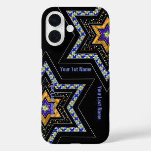 Funda iPhone 16 Estrella moderna de David sobre negro personalizad