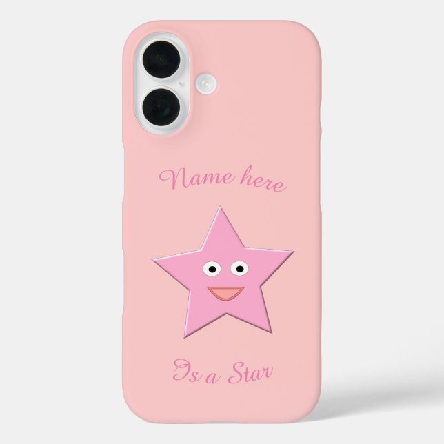 Funda iPhone 16 Estrella Rosa Bonita Personalizada (Reverso )