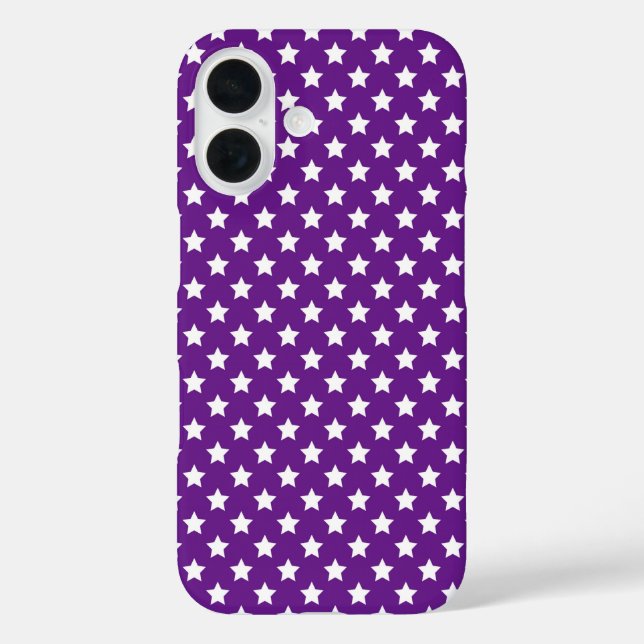 Funda iPhone 16 Estrellas Blancas Sobre Púrpura (Reverso )