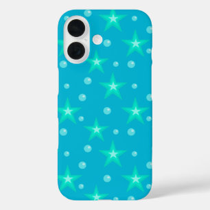 Funda iPhone 16 Estrellas burbujas estrelladas azul sirena náutica