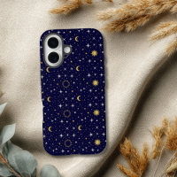 Estrellas Celestes Luna Sol Azul Oro Blanco Modern