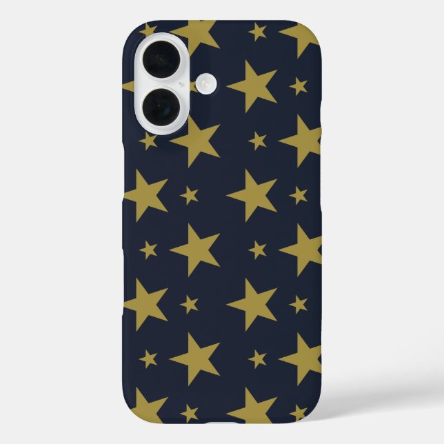 Funda iPhone 16 Estrellas doradas sobre azul marino - Elegante y a (Reverso )