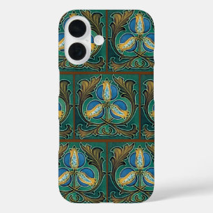 Funda iPhone 16 Estuche Blue Pomegranate Faux Majolica Tile para i