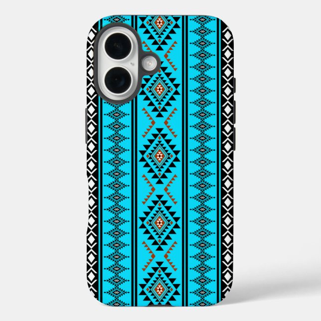 Funda iPhone 16 Estuche Boho Turquoise Tribal para iPhone (Reverso )