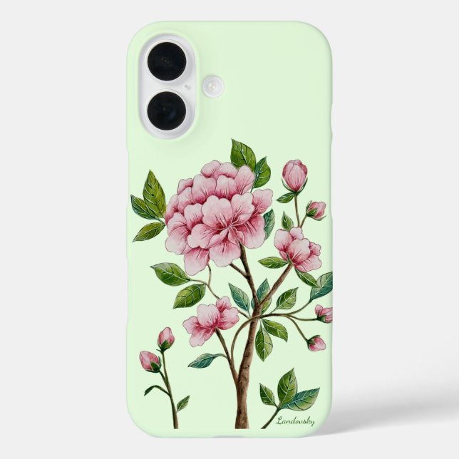 Funda iPhone 16 Estuche Chinoiserie Pink Peony Phone (Reverso )