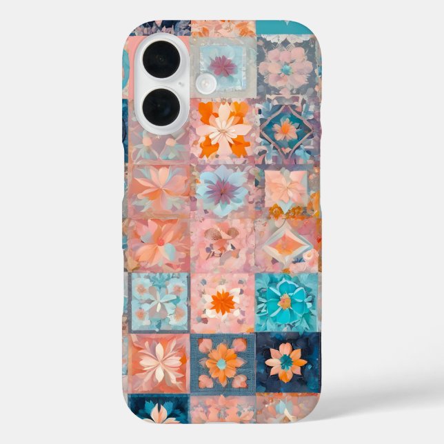 Funda iPhone 16 Estuche colorido para iPhone Quilt Art (Reverso )