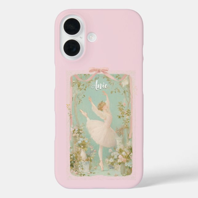 Funda iPhone 16 Estuche Coquette Ballet para iPhone - Nombre Perso (Reverso )