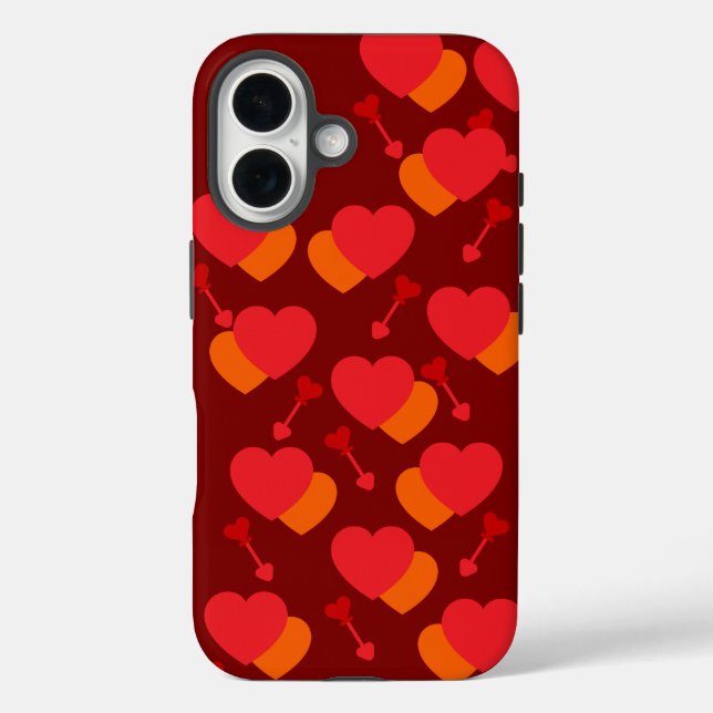 Funda iPhone 16 Estuche Cute de corazón de repetición para iPhone  (Reverso )