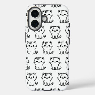 Funda iPhone 16 Estuche Cute Kawaii Cat Pattern para iPhone