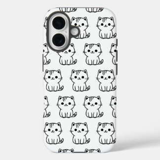 Funda iPhone 16 Estuche Cute Kawaii Cat Pattern para iPhone