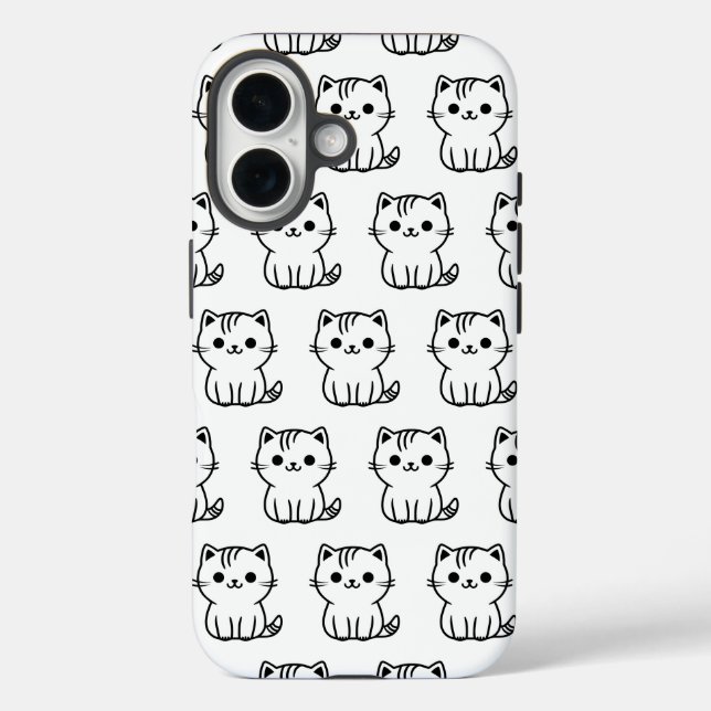 Funda iPhone 16 Estuche Cute Kawaii Cat Pattern para iPhone (Reverso )