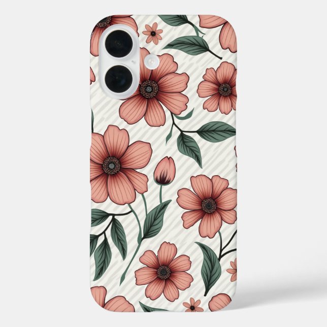 Funda iPhone 16 estuche de iphone floral (Reverso )