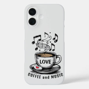 Funda iPhone 16 Estuche de música y café para teléfono