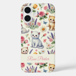 Funda iPhone 16 Estuche de personalizable para gatitos y teléfono 